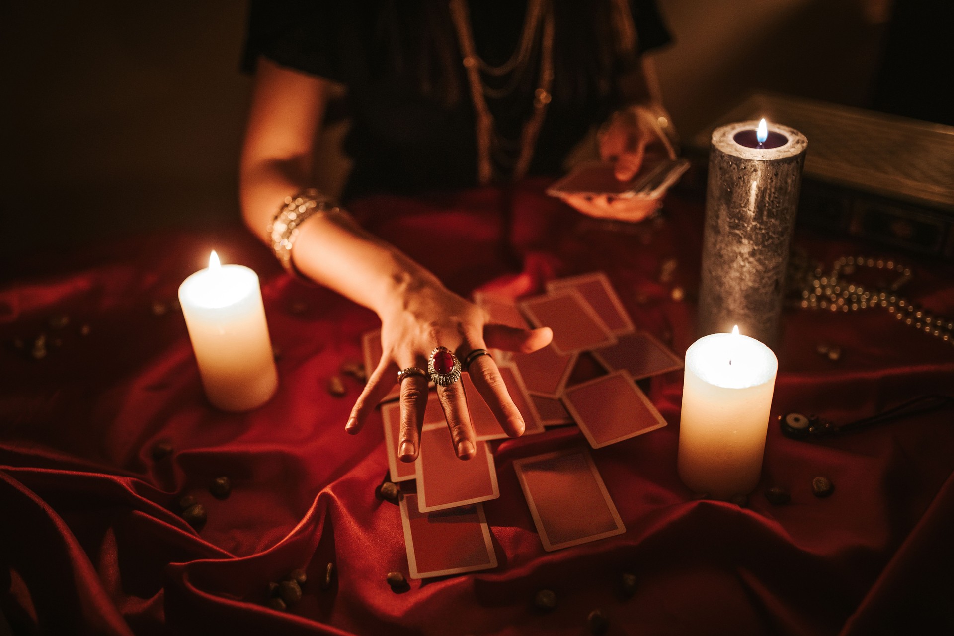 Fortune teller reading cards